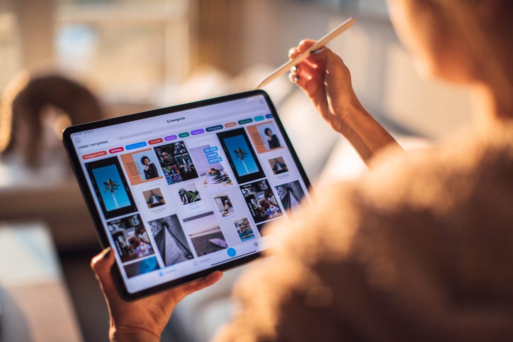 Woman holding tablet computer