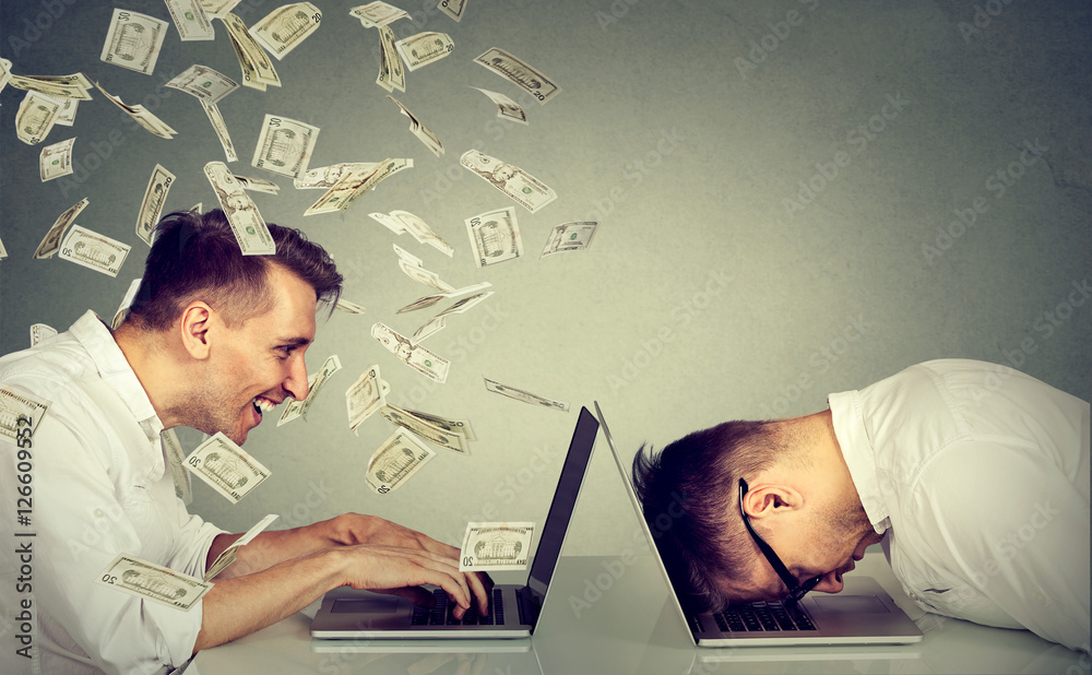 Corporate employee income compensation economy concept